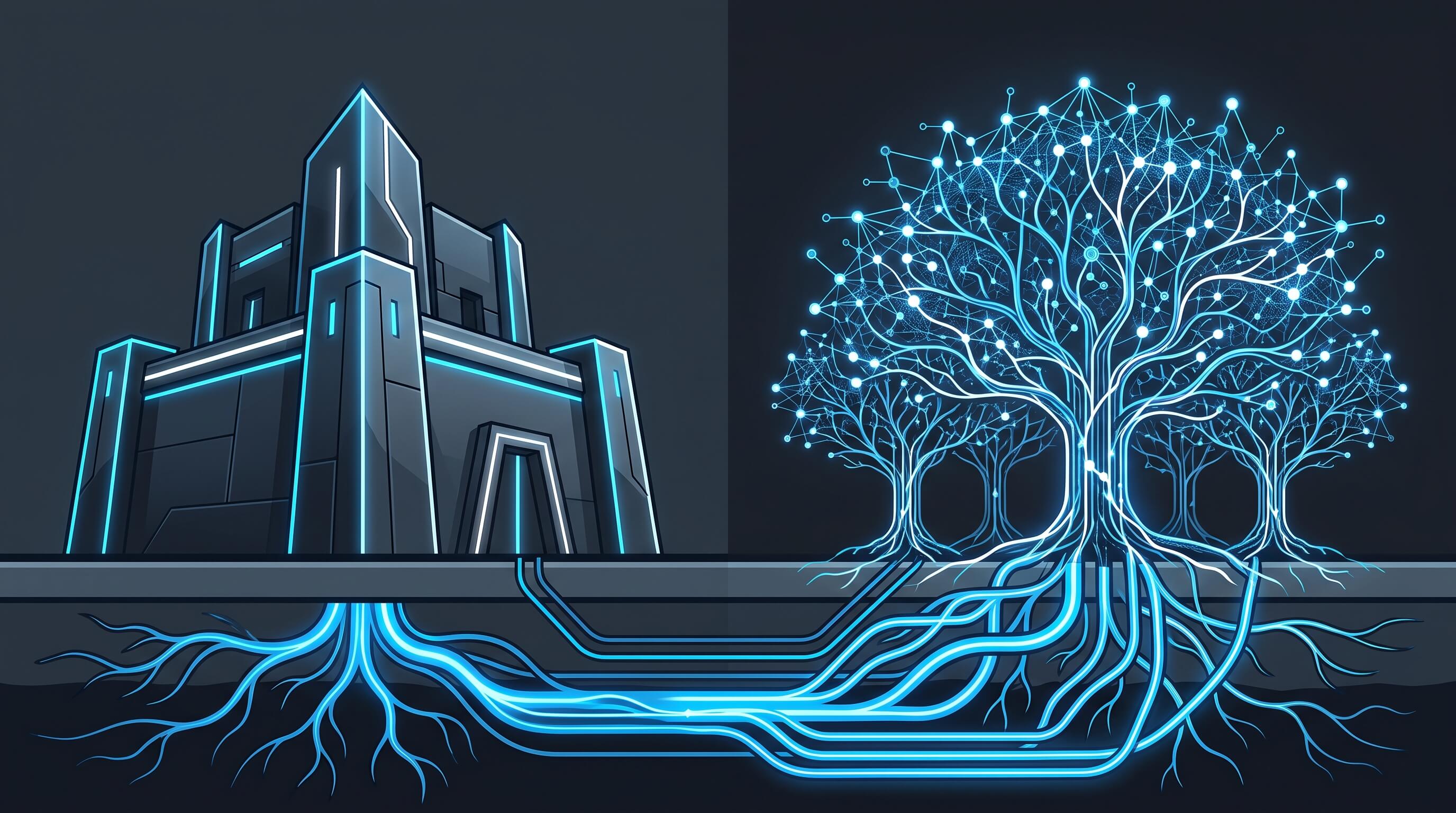 Illustration opposant l'écosystème fermé d'OpenAI et Google face à l'écosystème Open Source alimenté par Nvidia
